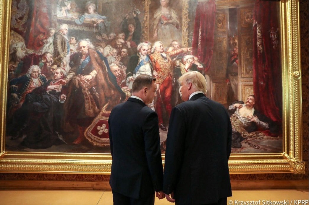 Дональд Трамп и Анджей Дуда у картины Яна Матейко =Тадеуш Рейтан на варшавском сейме 1773 года=